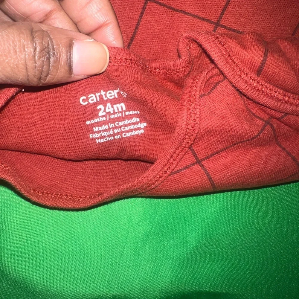 Carter's Red Grid and Spasilk White Celestial Bodysuits size 24 Months